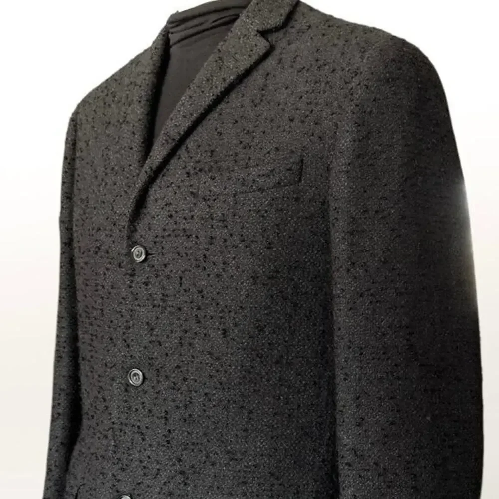 1960s Champion Mod Blazer Danish Harris Tweed Mens Black 3 Button 39L Sport Coat